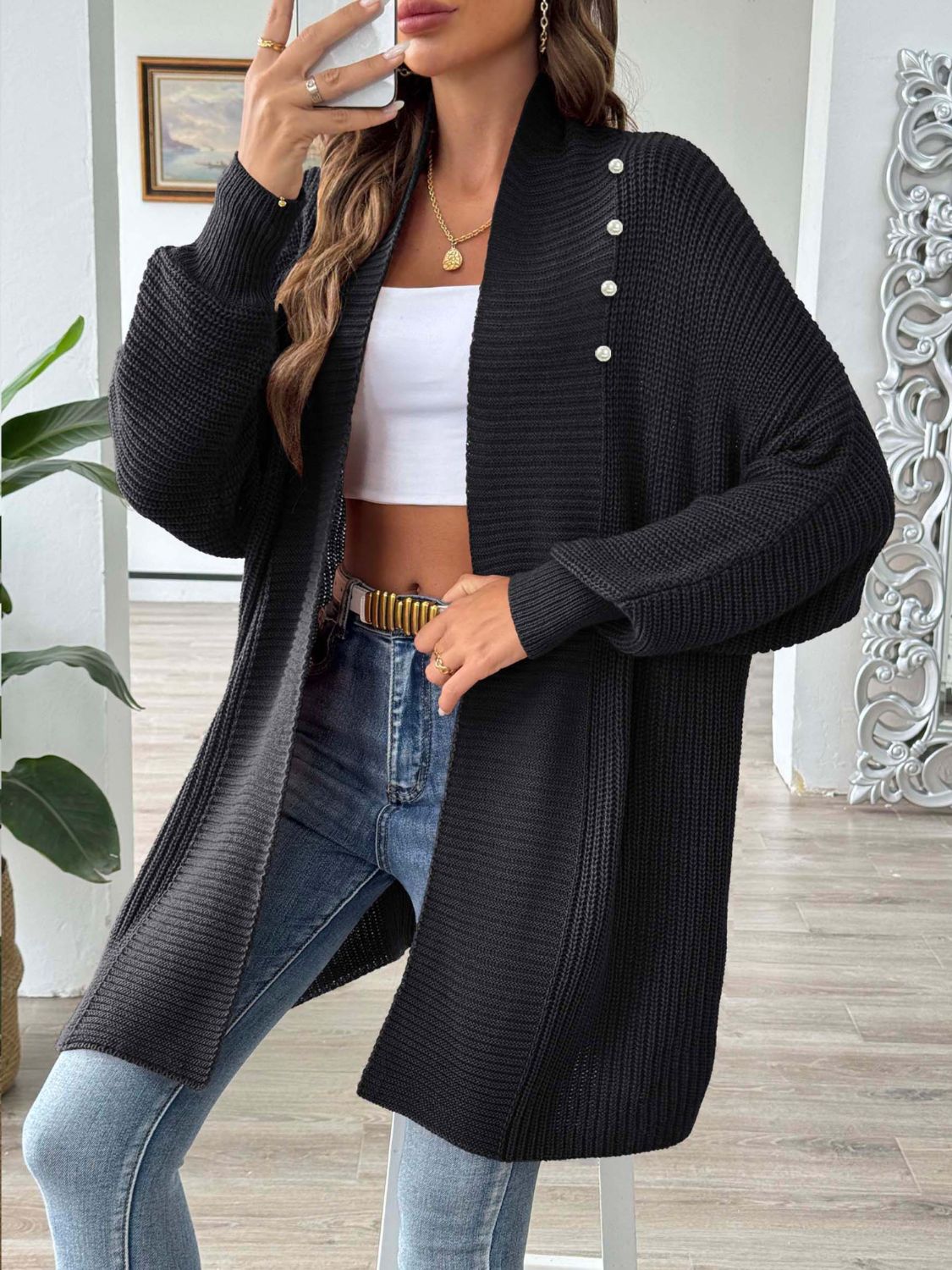 Open Front Long Sleeve Cardigan | Maekery Studio