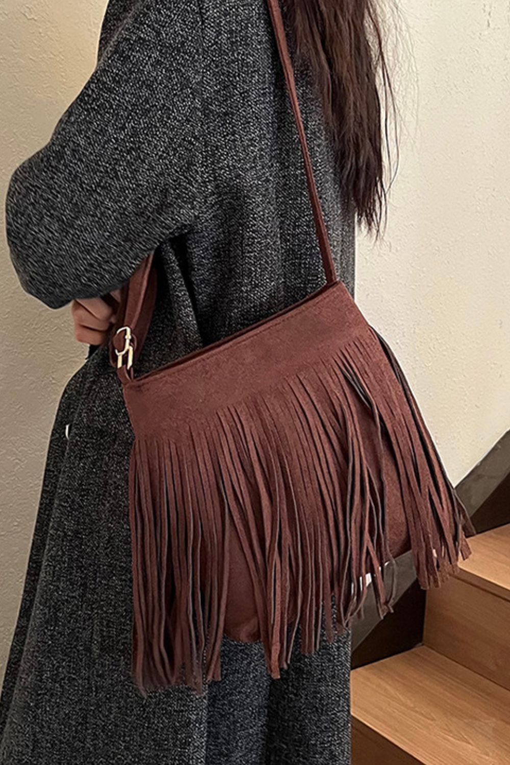 Suede Fringe Shoulder Bag | Maekery Studio