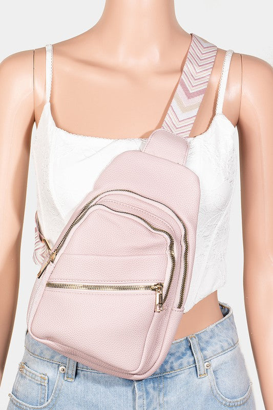 Fame PU Leather Chevron Strap Crossbody Bag | Maekery Studio