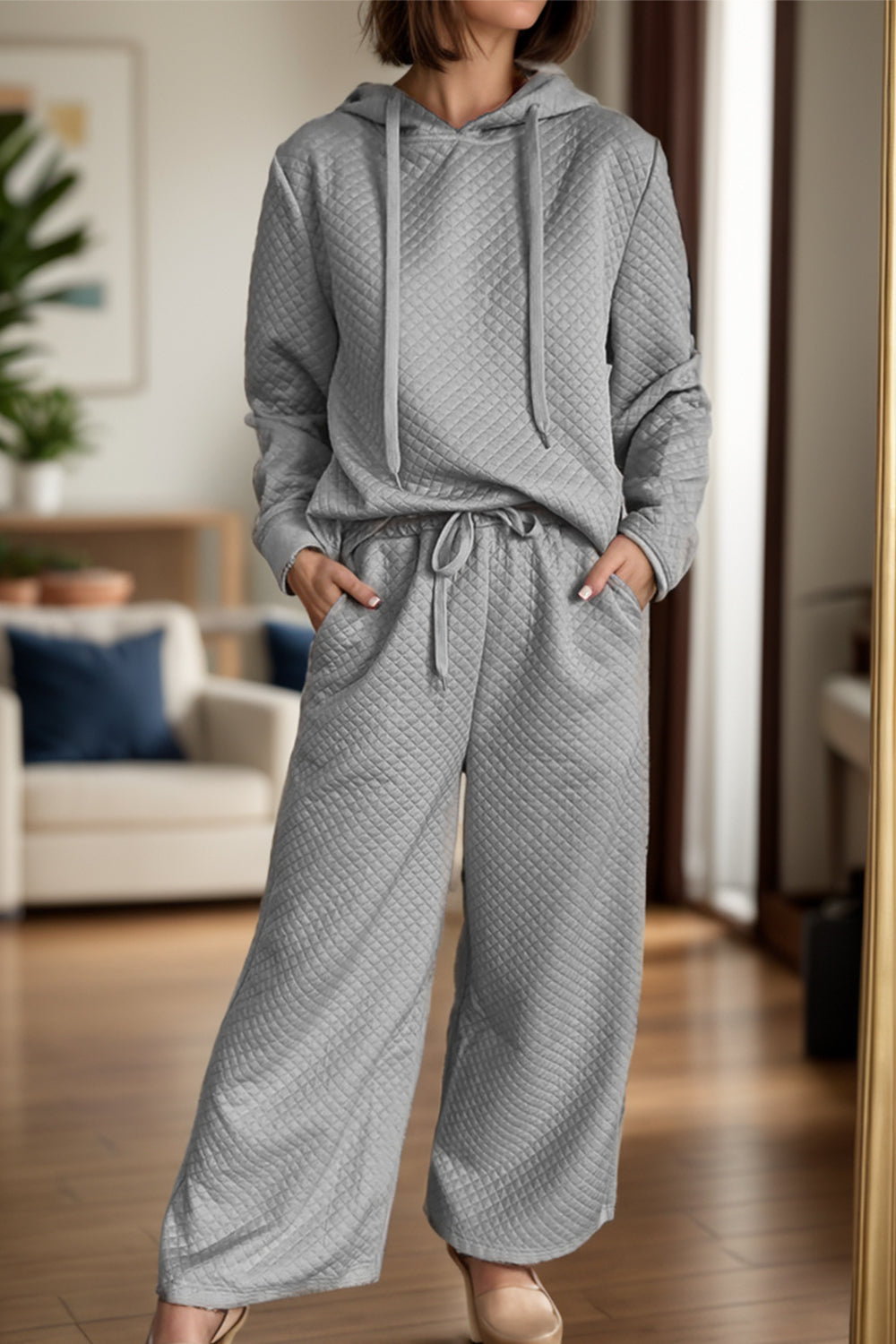 Drawstring Long Sleeve Hooded Top and Pants Set | Maekery Studio