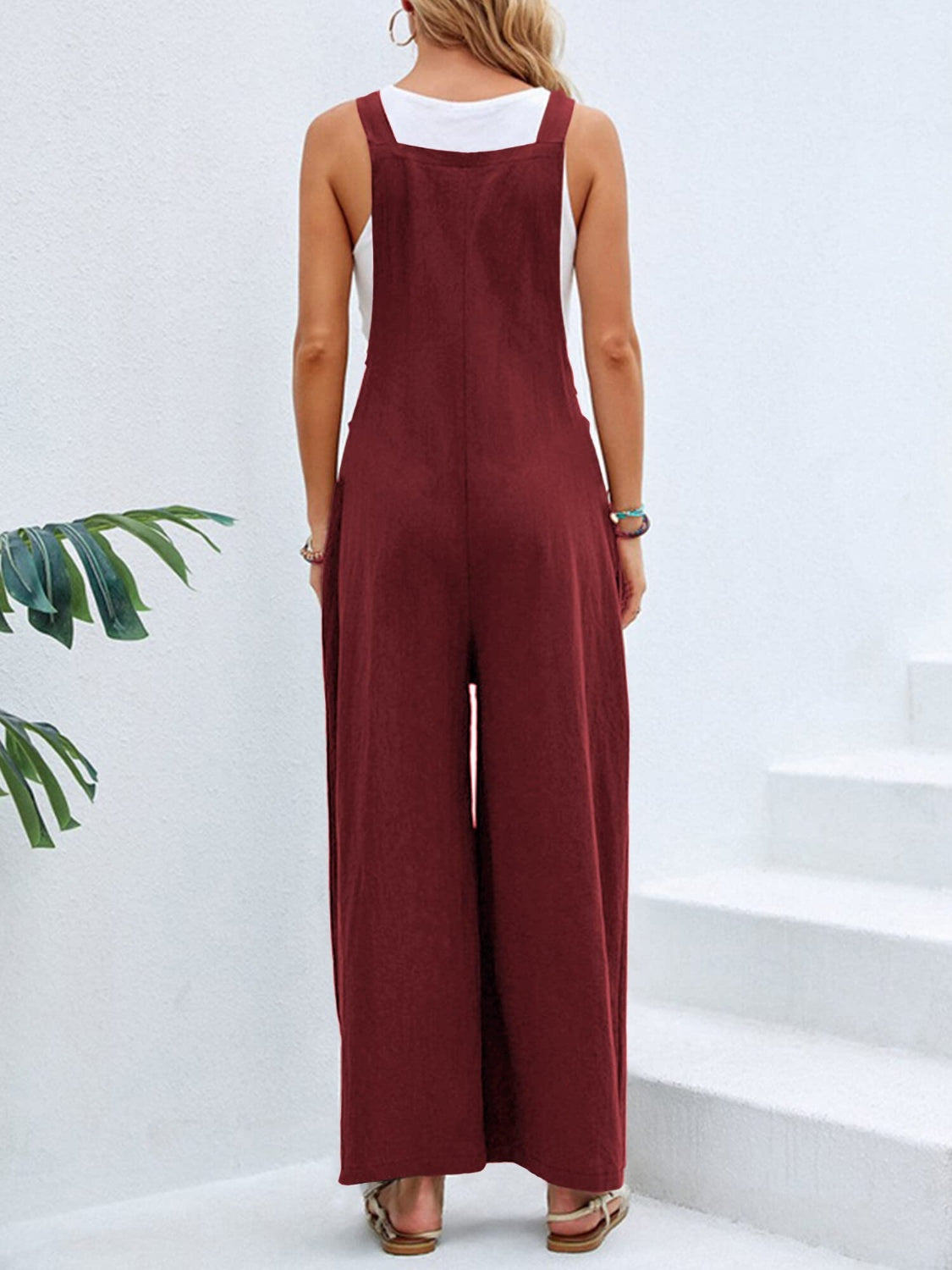 Full Size Square Neck Wide Strap Overalls | Maekery Studio