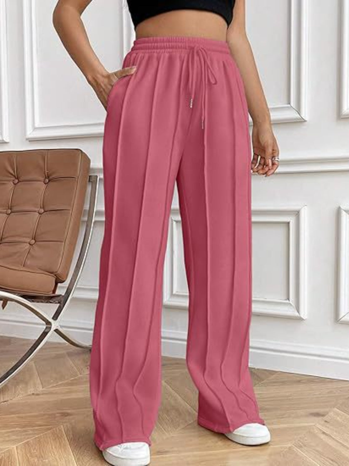 Drawstring Wide Leg Pants with Pockets | Maekery Studio