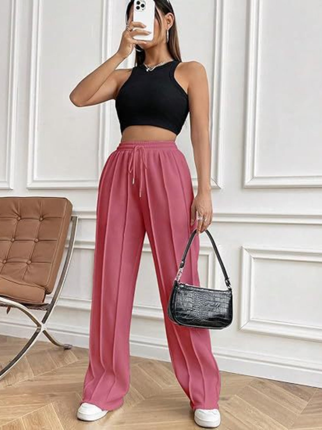 Drawstring Wide Leg Pants with Pockets | Maekery Studio