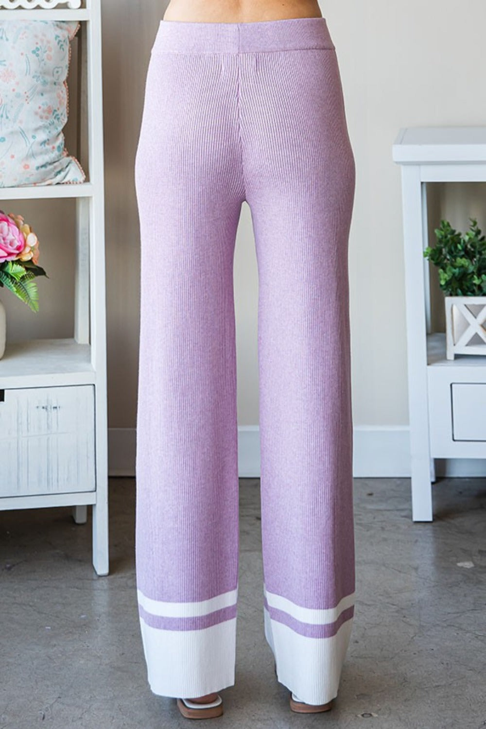 First Love Contrast Ribbed Knit Pants | Maekery Studio