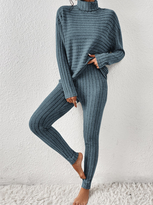 Ribbed Turtleneck Top and Pants Set | Maekery Studio