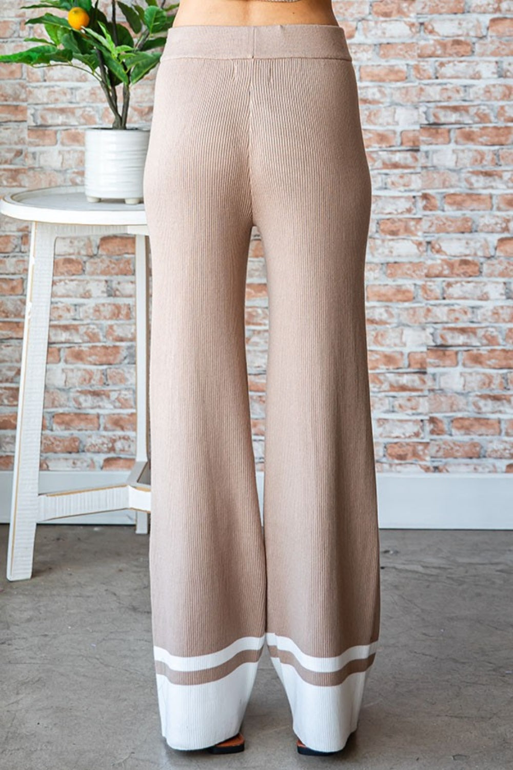 First Love Contrast Ribbed Knit Pants | Maekery Studio