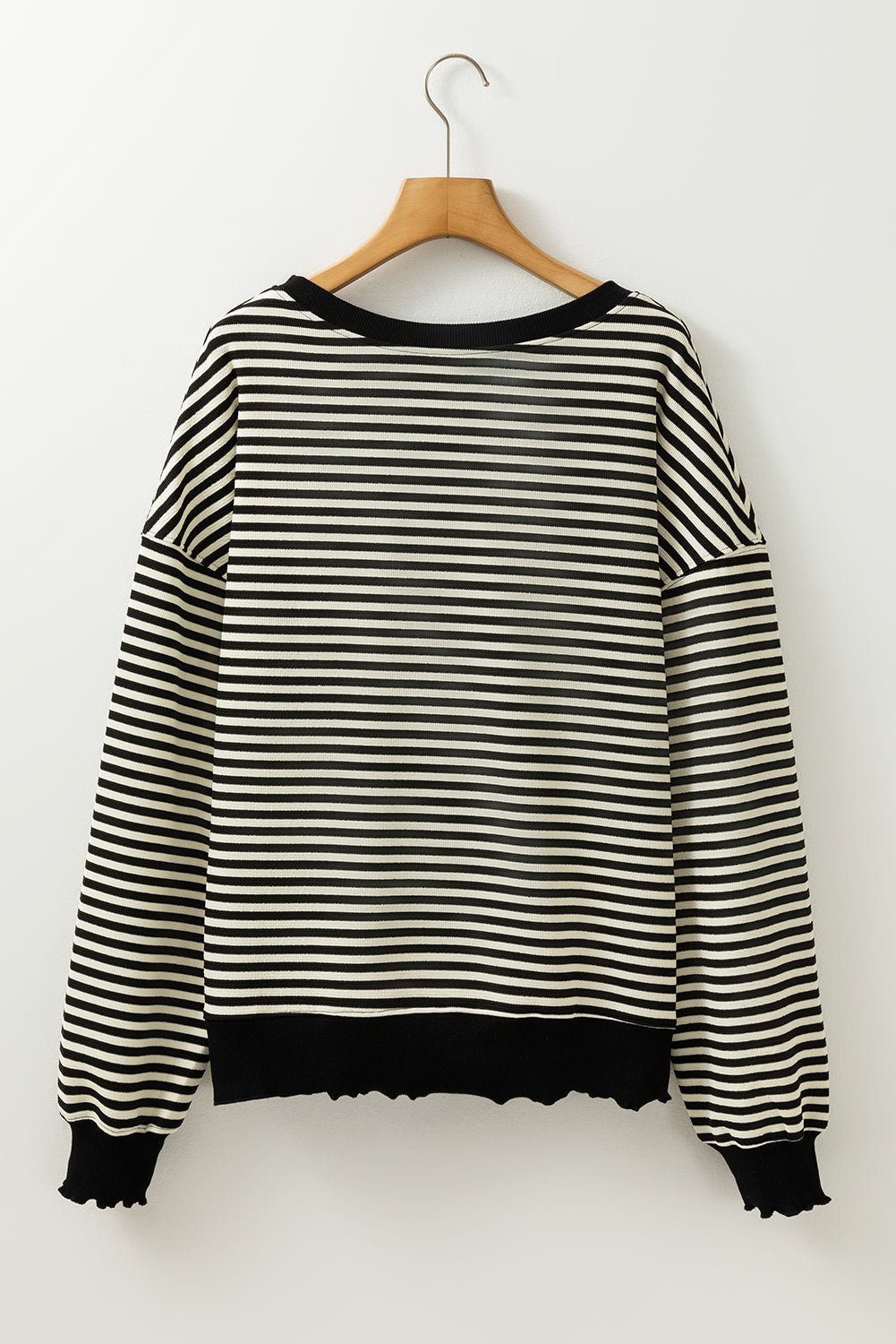 Purple Stripe Drop Shoulder Long Sleeve Top