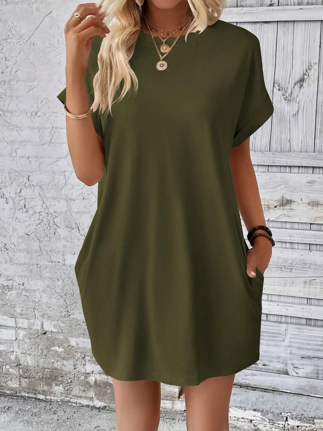 Round Neck Short Sleeve Mini Dress | Maekery Studio