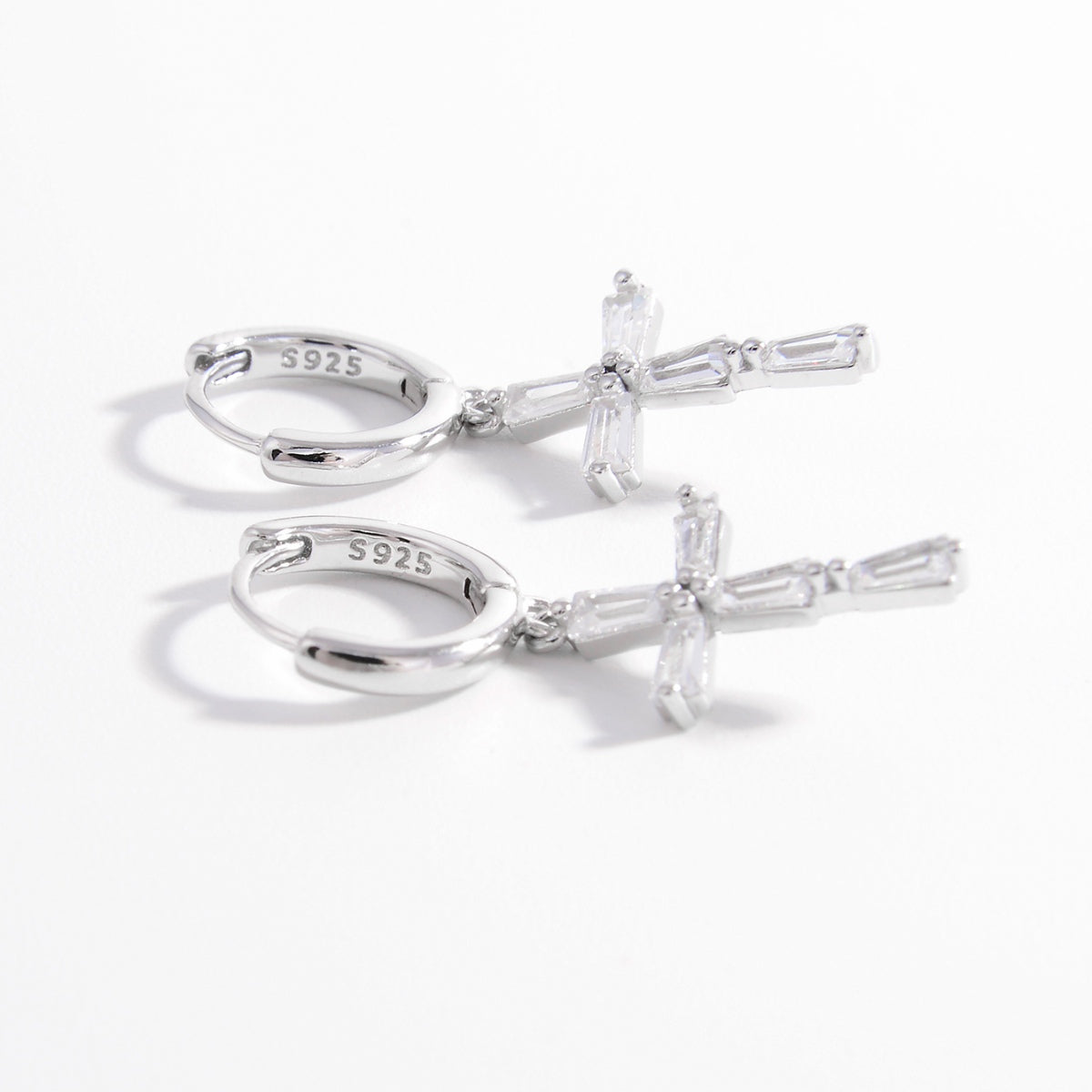 925 Sterling Silver Zircon Cross Earrings | Maekery Studio