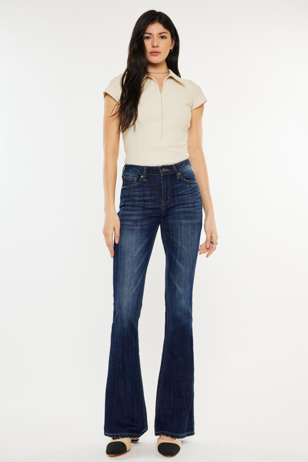 Kancan Full Size Mid Rise Slim Flare Jeans | Maekery Studio