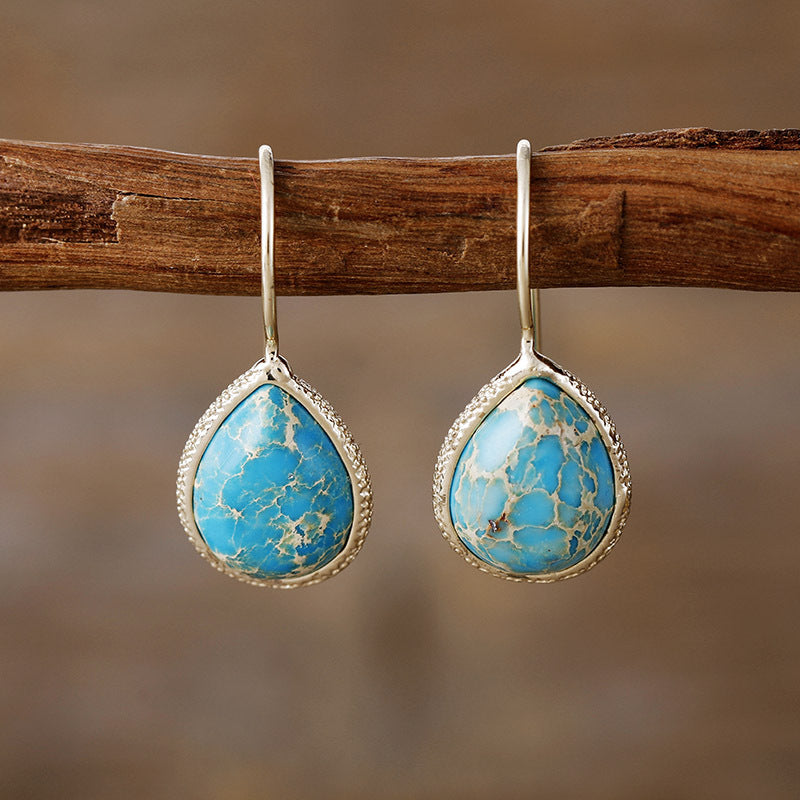 Copper Natural Stone Teardrop Shape Earrings | Maekery Studio