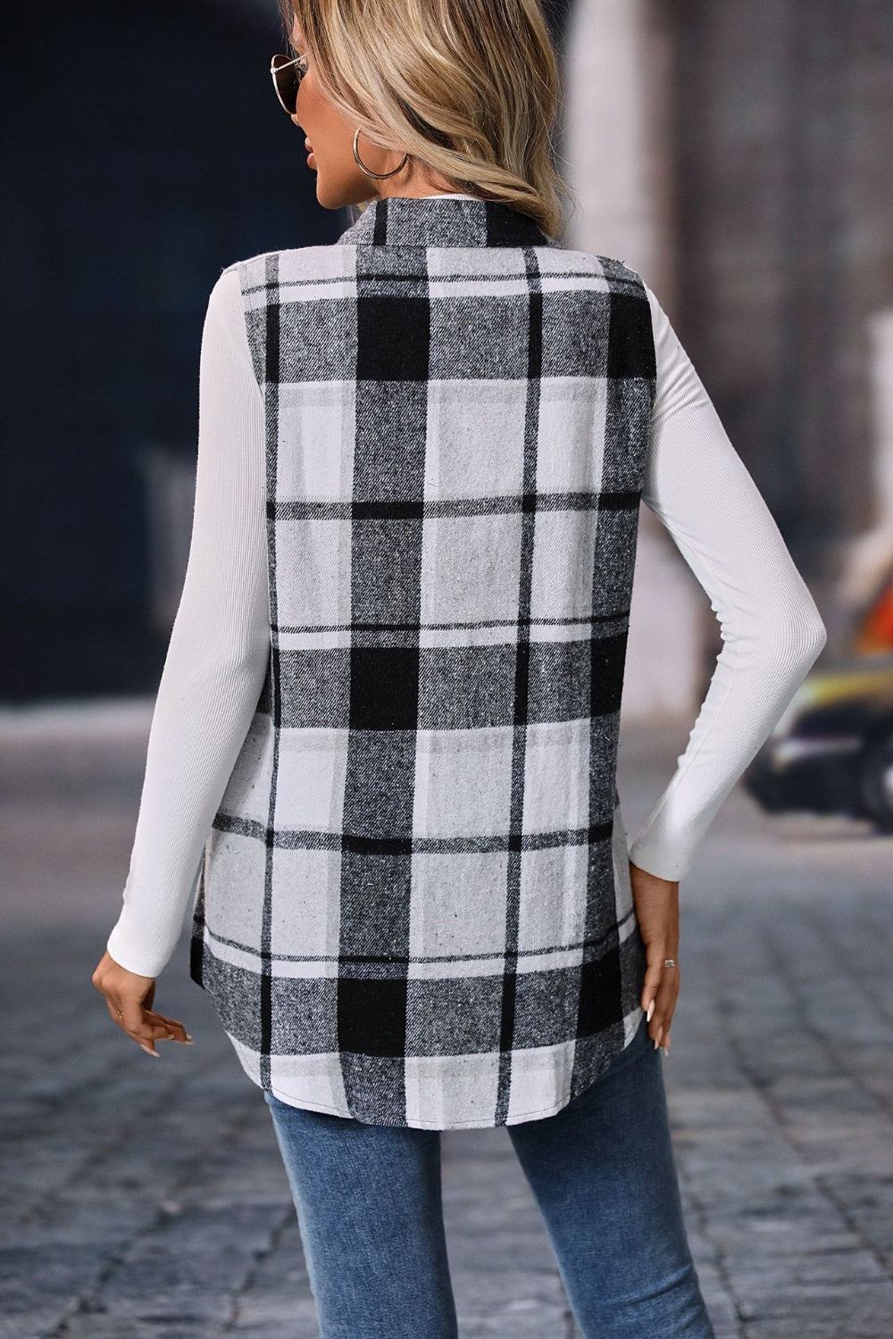 Plaid Button Up Vest Coat | Maekery Studio