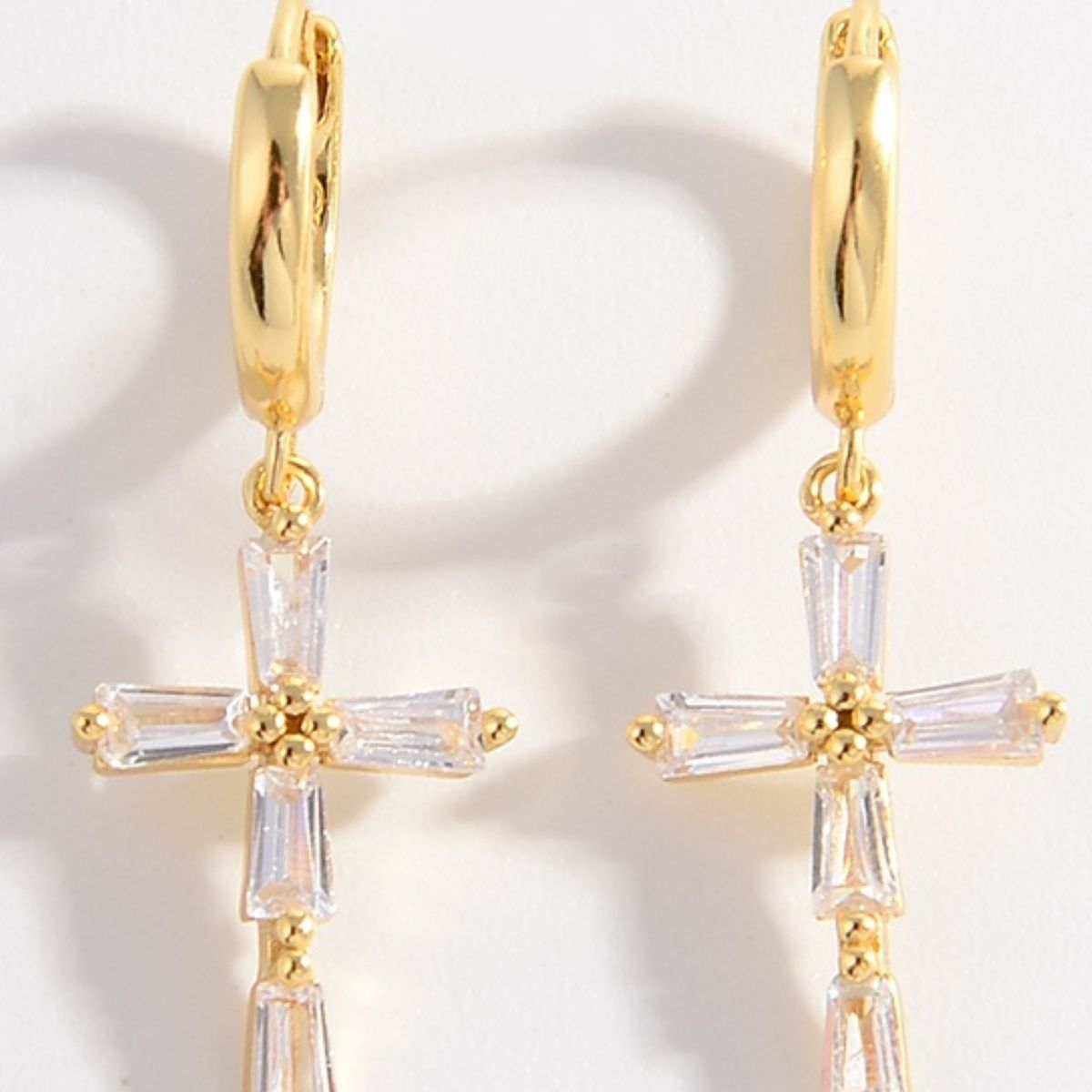 925 Sterling Silver Zircon Cross Earrings | Maekery Studio