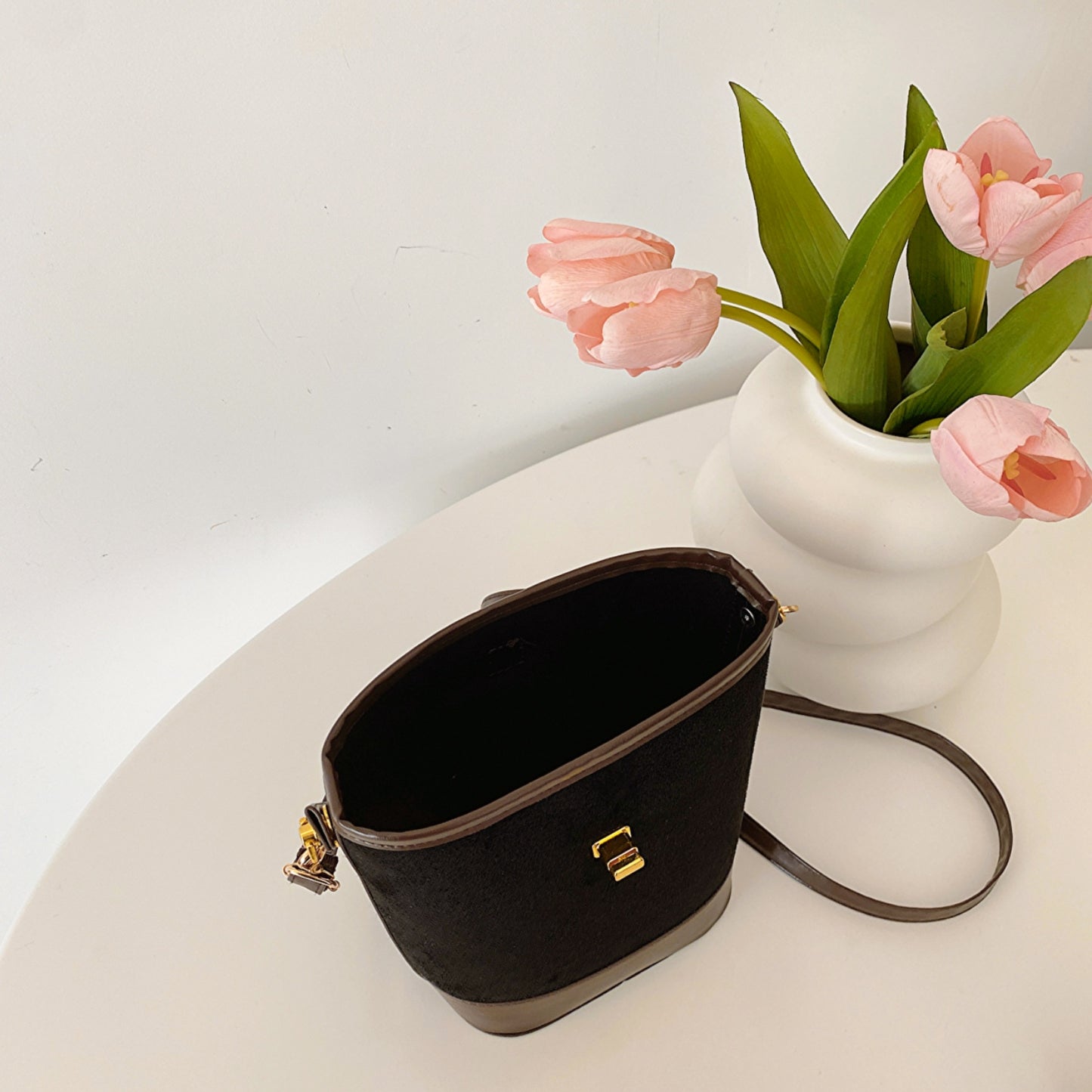 PU Leather Bucket Crossbody Bag | Maekery Studio