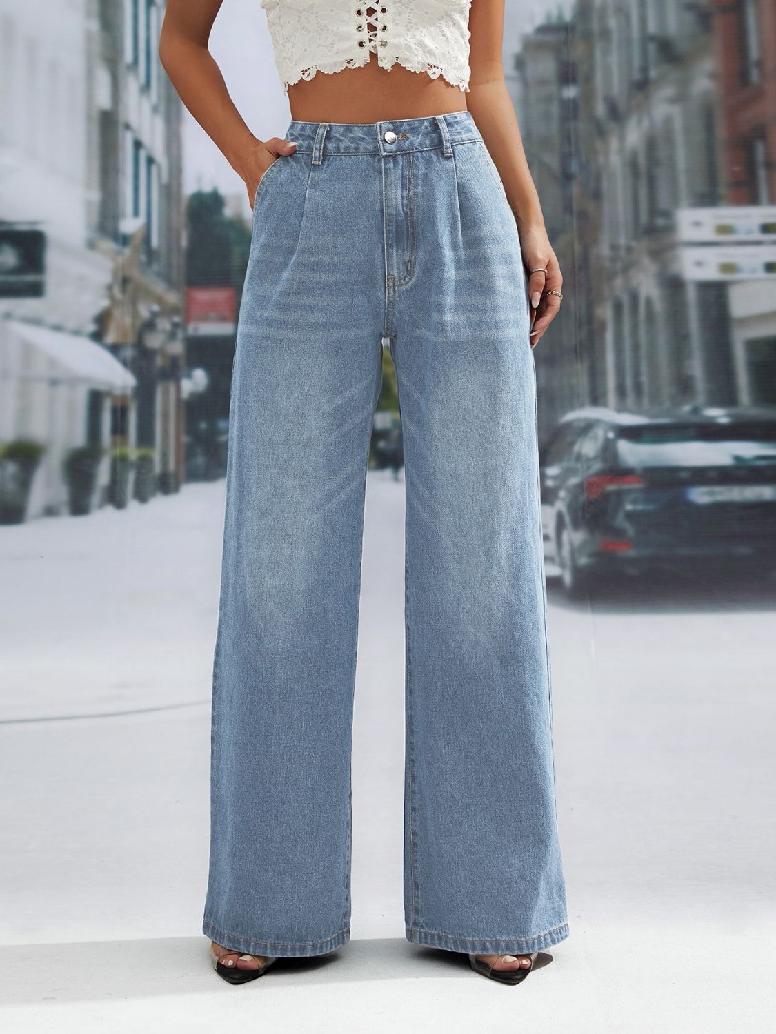 Wide Leg Jeans with Pockets | Maekery Studio