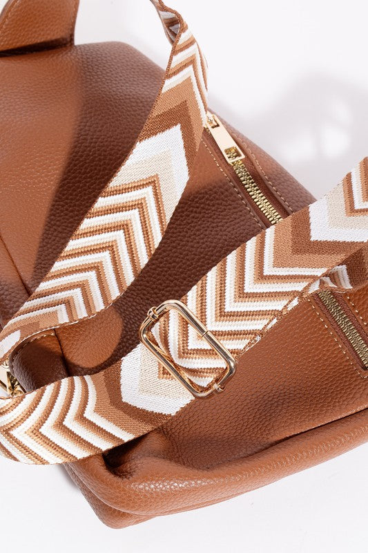 Fame PU Leather Chevron Strap Crossbody Bag | Maekery Studio