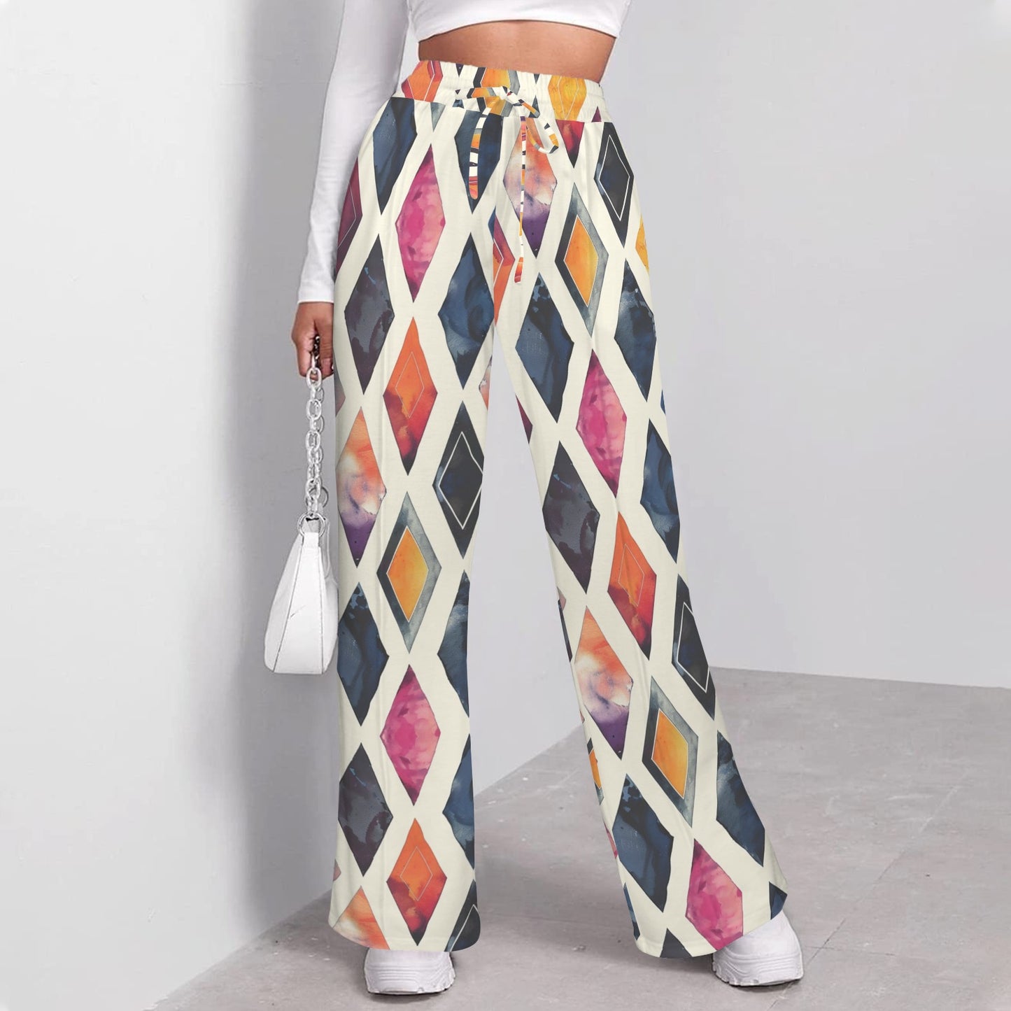 Diamond Color Wide Leg Sweatpants