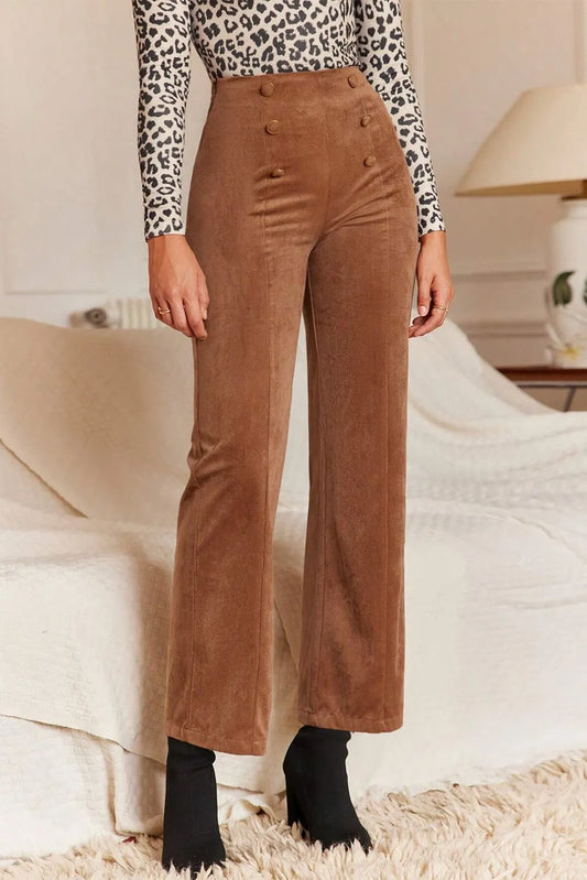 Decorative Button Straight Leg Pants | Maekery Studio