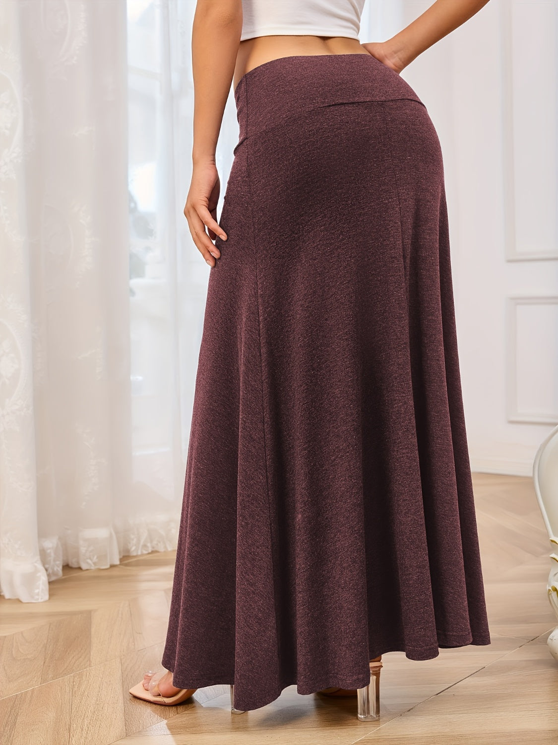 Solid Elastic Waist Maxi Skirt | Maekery Studio