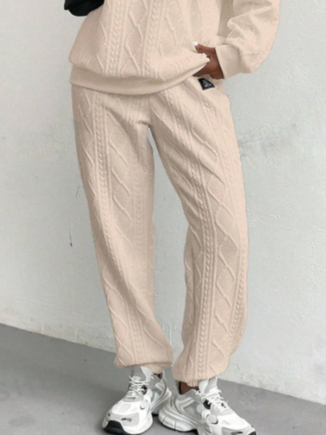 Texture Round Neck Long Sleeve Top and Pants Set | Maekery Studio