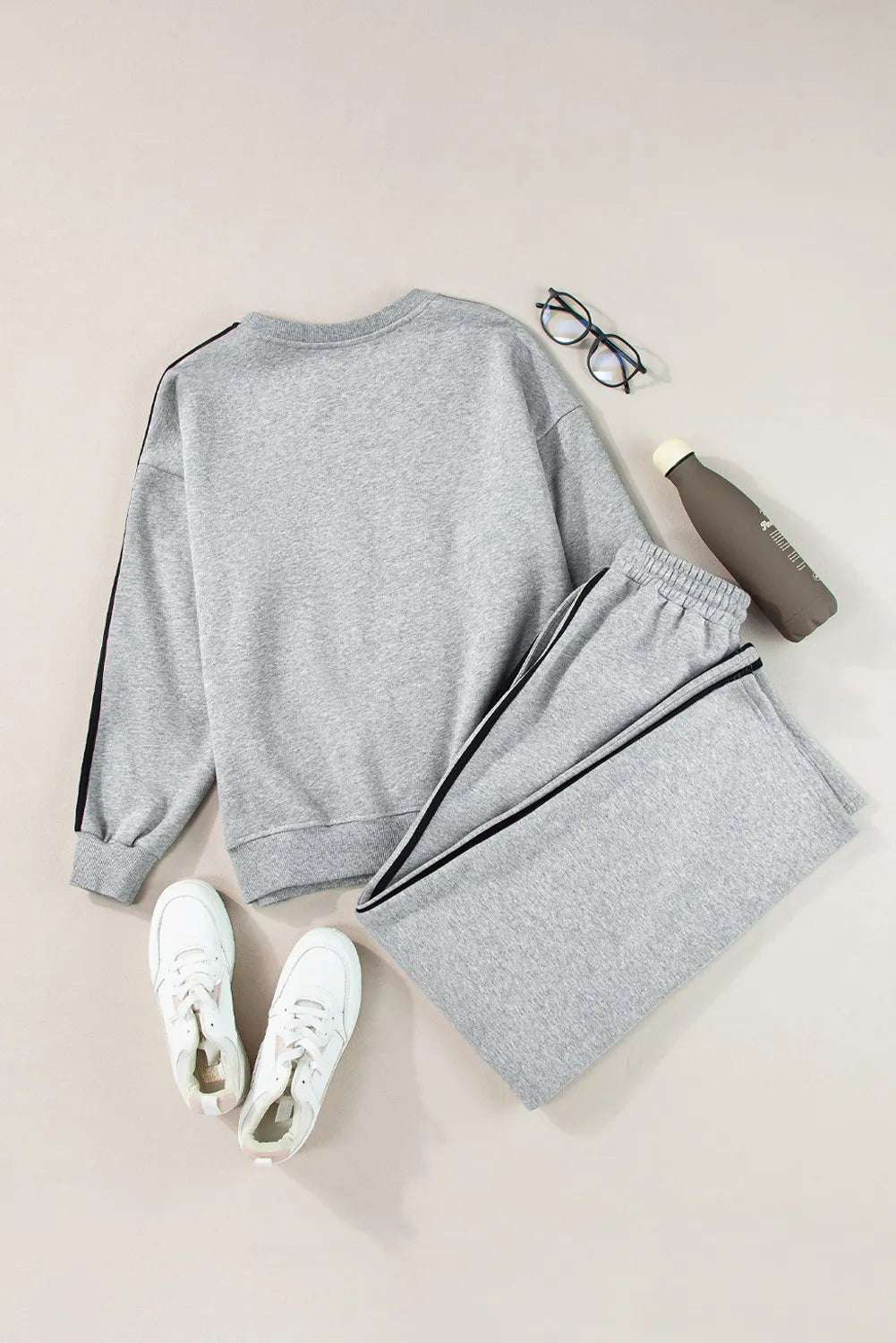 Round Neck Long Sleeve Top and Pants Active Set | Maekery Studio