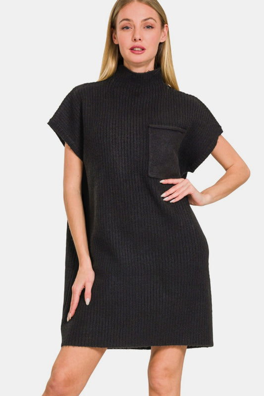 Zenana Short Sleeve Sweater Mini Dress | Maekery Studio