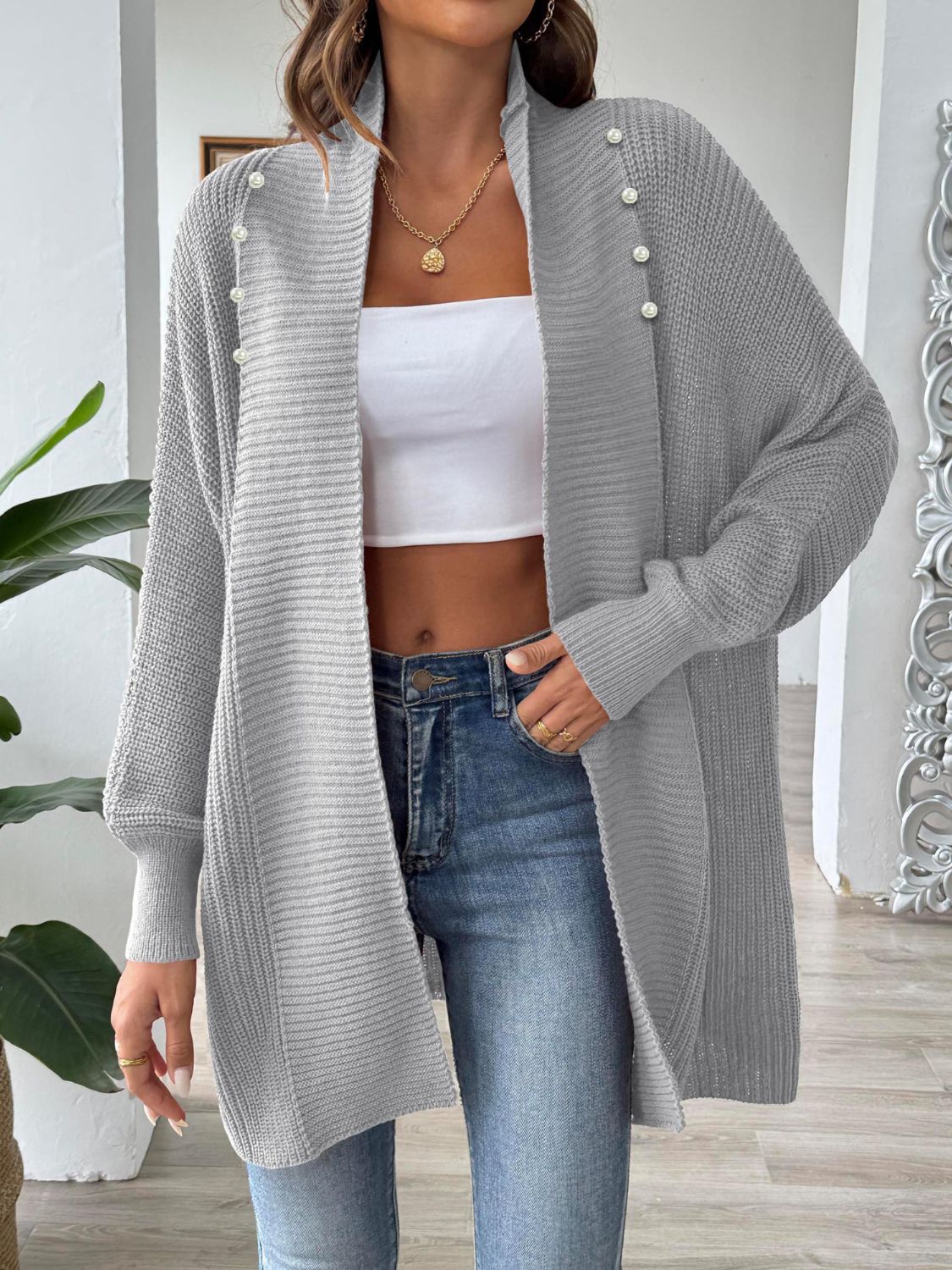 Open Front Long Sleeve Cardigan | Maekery Studio