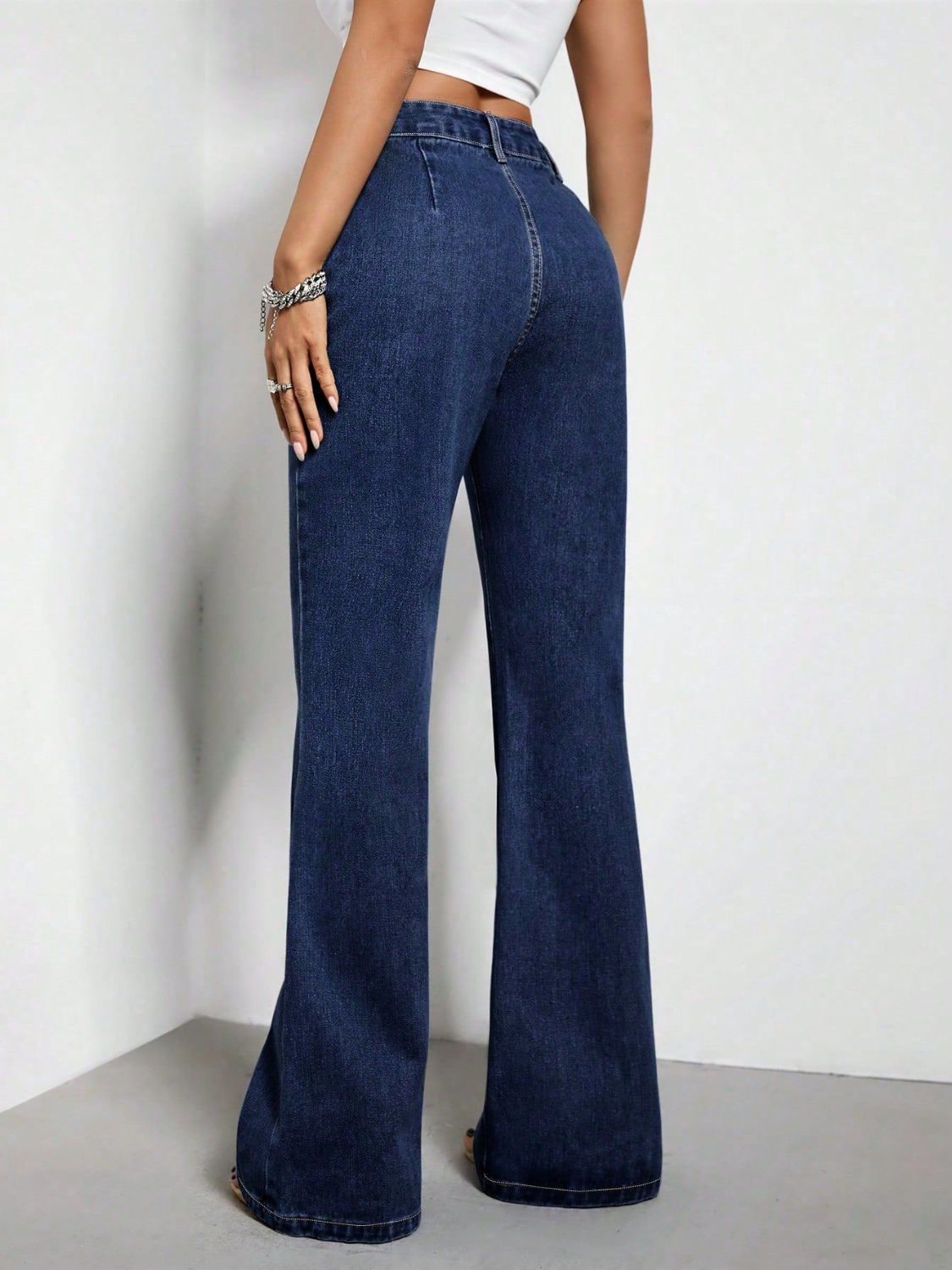 High Waist Bootcut Jeans with Pockets | Maekery Studio