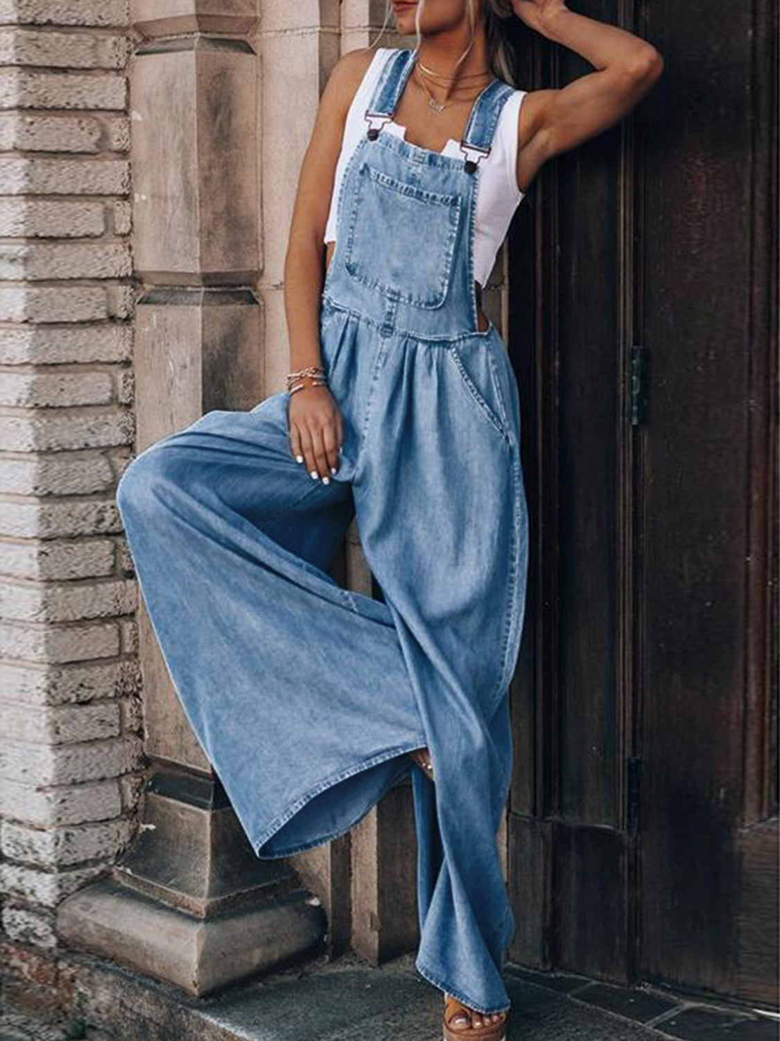 Wide Leg Denim Overalls | Maekery Studio