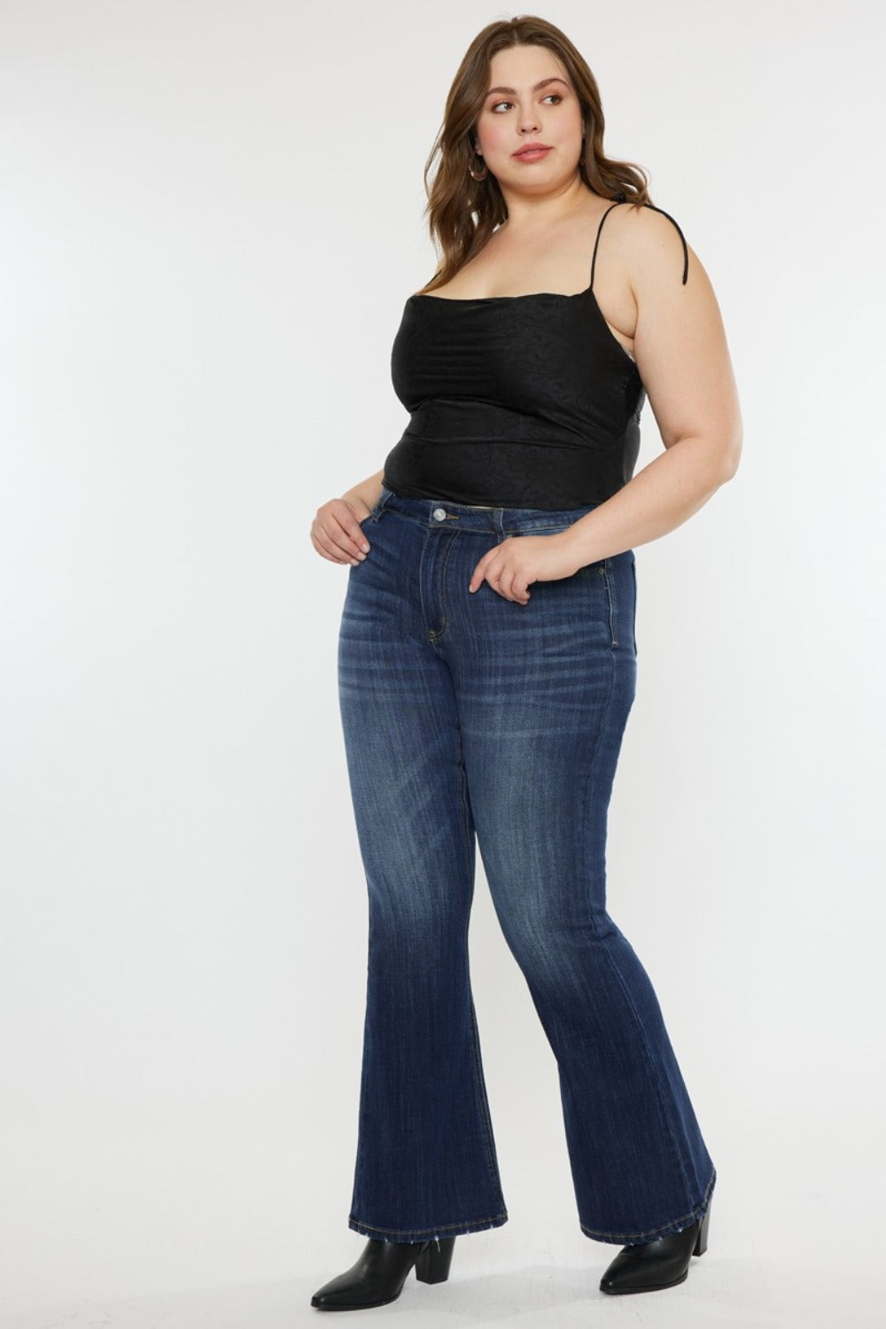 Kancan Full Size Mid Rise Slim Flare Jeans | Maekery Studio