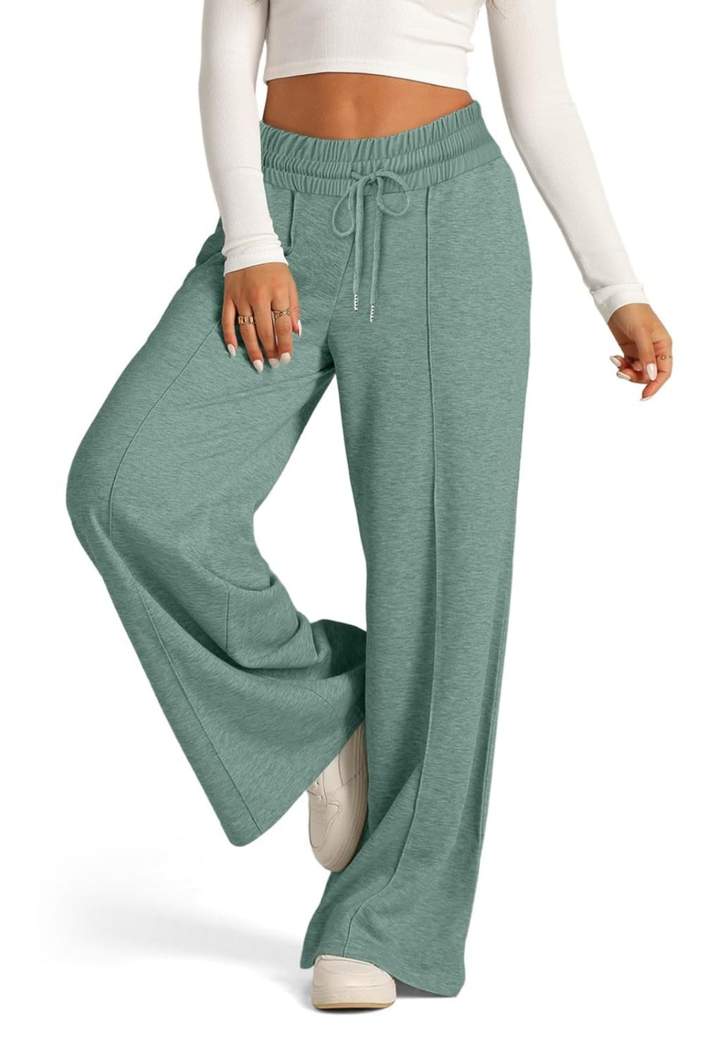 Drawstring Elastic Waist Wide Leg Pants | Maekery Studio