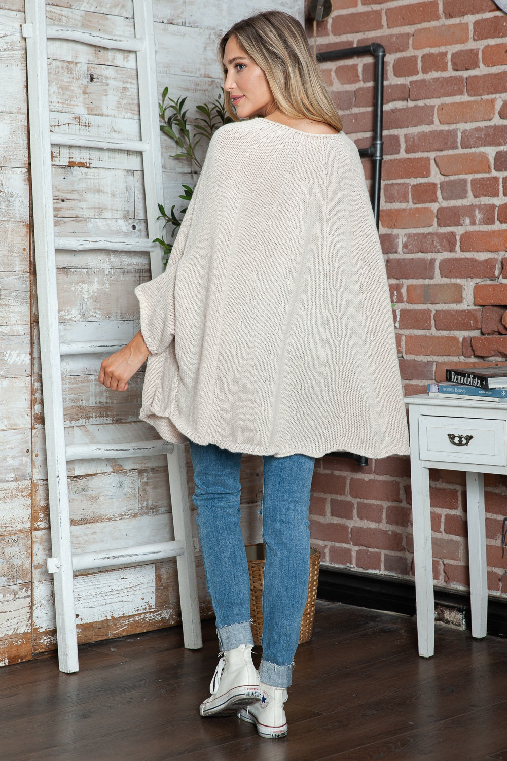 Round Neck Batwing Sleeve Sweater | Maekery Studio