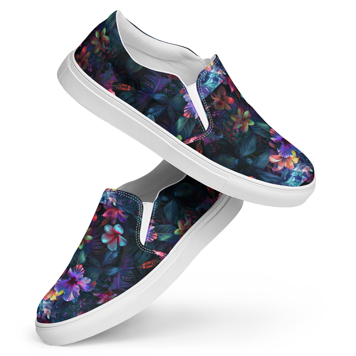 Black Floral Women’s slip-on canvas shoes | Maekery Studio